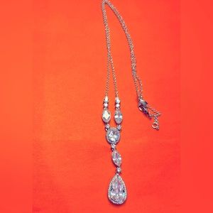 Eliot Danori 16”inch silver, crystal Y-neck Necklace